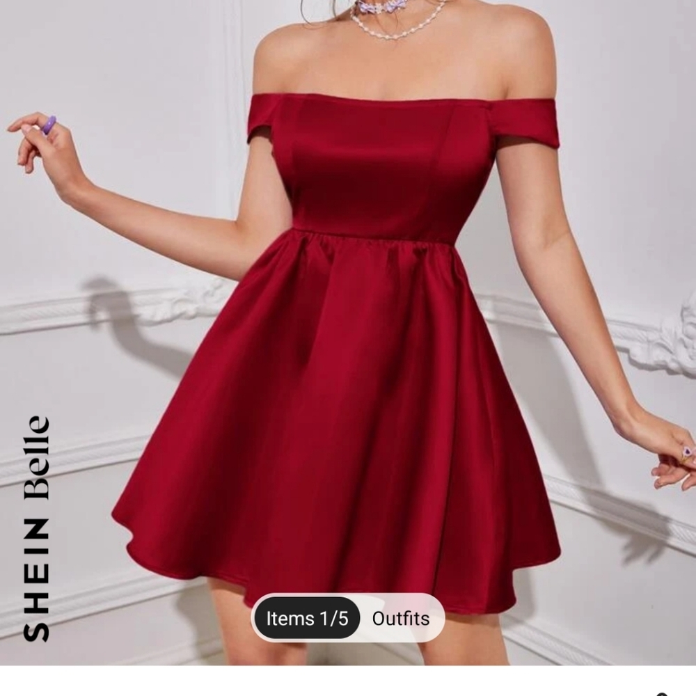 Flared hem Satin dress